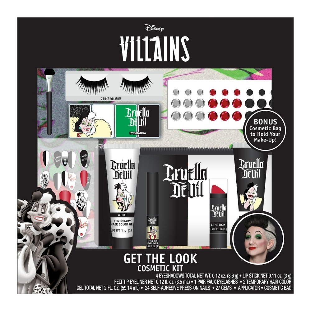 NEW Disney Villans Cruella De Vil 101 Dalmatians Cosplay Makeup Set 37 Pieces